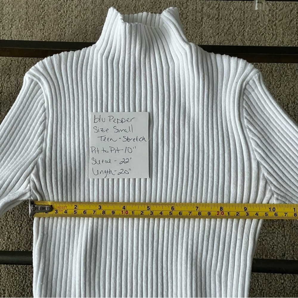 Blu Pepper White Ribbed Ruffled Bell Sleeve Top - Picture 5 of 5